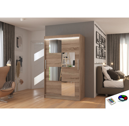 Posuvná skříň se zrcadlem a LED osvětlením LUGANO 120 Truffle+Truffle Posuvná skříň se zrcadlem a LED osvětlením LUGANO 120 Truffle+Truffle