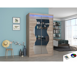 Posuvná skříň se zrcadlem a LED osvětlením OSWALD 120 Truffle+Truffle