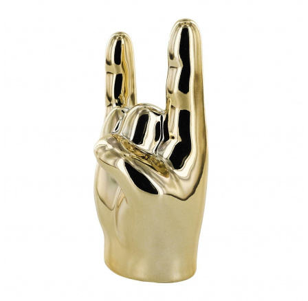 Dekorace, figurka Ruka malá Rock and Roll zlatá