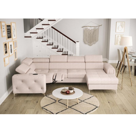 Rohová sedací souprava ORION MAX III , relax s funkcí spaní 165x320x190 cm - béžová, levá