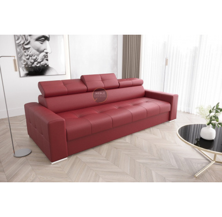 Sofa MARGO III 273 cm přírodní kůže - červená kůže