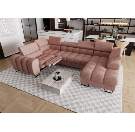 Rohová sedací souprava ASPEN MAX II , relax 198x350x170 cm - levá, růžová