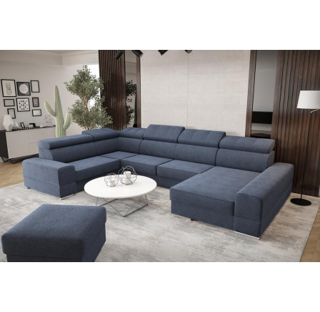 Rohová sedací souprava ROYAL MAX II průměr 230x375x185 - modrá , levá