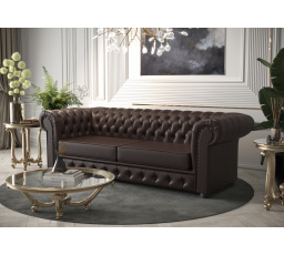 Sofa MANCHESTER III 218 cm přírodní kůže - Pohovka s funkcí spaní, Kůže F-4