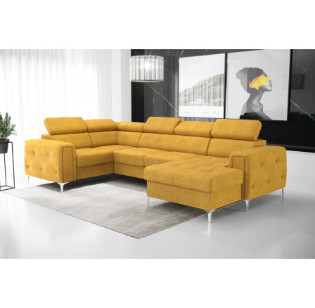 Rohová sedací souprava ORION MAX III s funkcí spaní 185x320x165 cm žlutá P48 - Rychlé doručení