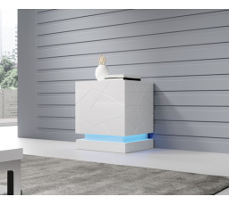 Noční stolek QIU, bílý lesklý/bílý lesklý