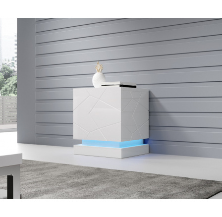 Noční stolek QIU, bílý lesklý/bílý lesklý