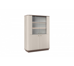 VESPER VITRÍNA 103 4D - kašmírové MDF / ořech / zlaté úchyty / sokl