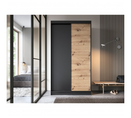 Posuvná skříň ESVILLE II, Dub Artisan/Černý Mat