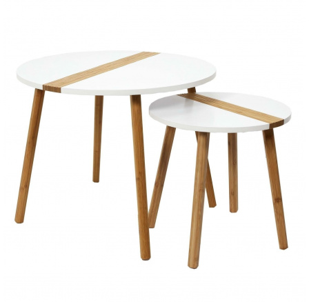 Sada 2 konferenčních stolků Paraiba bílá/přírodní