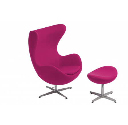 Křeslo Vejce s podnožkou kašmír 39 amarantové PREMIUM