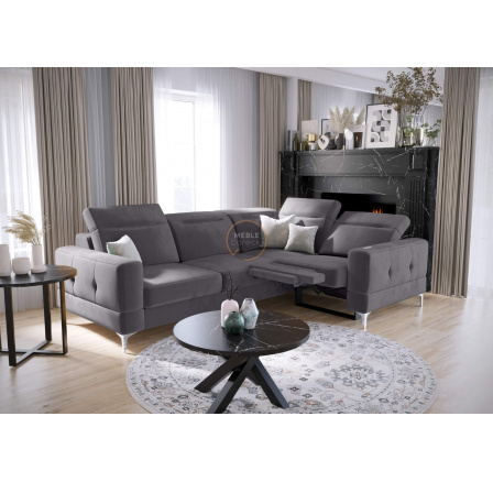 Rohová sedací souprava MALIBU , relax s funkcí spaní 185x250 cm - šedá , pravá