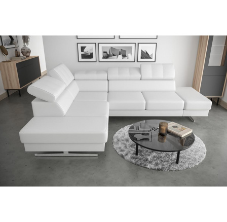 Rohová sedací souprava EMPORIO 225X300 - levá, Eko kůže bílá