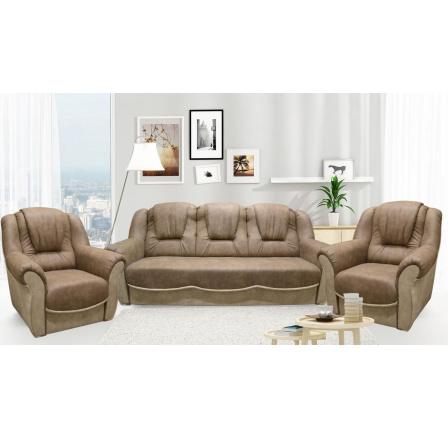 Sedací souprava Bára 3f+1+1 hnědá GA, Preston 22 - koo / Preston 21