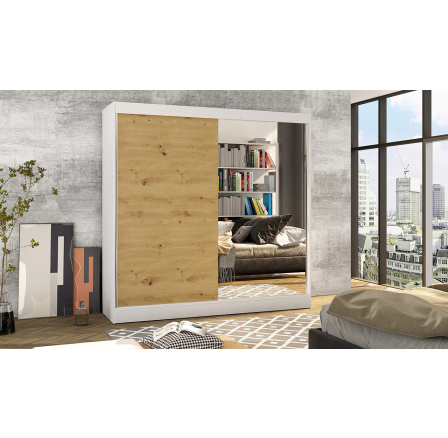 Šatní skříň BAJA I 200, Bílá/Artisan