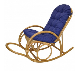 Ratanové houpací křeslo Jenaira medové polstr modrý melír