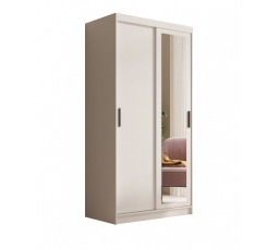 Šatní skříň s posuvnými dveřmi a zrcadlem Hailey 100 Bílá+Bílá