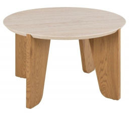 Kulatý konferenční stolek Dockland. 80 cm           travertin/dub
