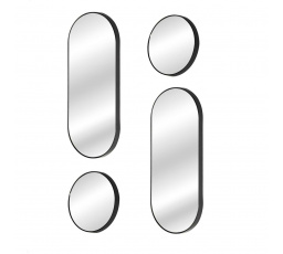 Sada 4 zrcadel Deco Round černá