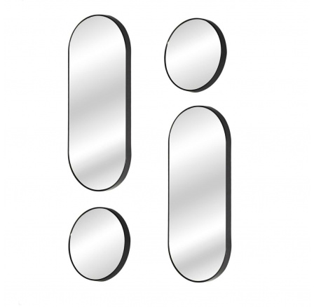 Sada 4 zrcadel Deco Round černá