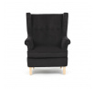 Křeslo ušák, černá látka, AK-388 BK2
