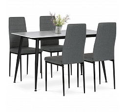 Jídelní set s 4 židlemi, 130x70x76cm, keramika, mramor, ASE-1004 GREY2
