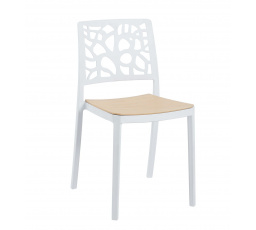 Židle bílá s přírodním sedákem K34-FXJG
