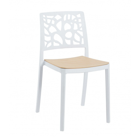 Židle bílá s přírodním sedákem K34-FXJG