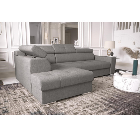 Rohová sedací souprava s funkcí spaní MARGO I 260×185 - šedá , levá