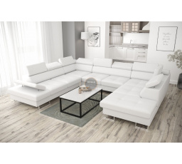 Rohová sedací souprava GALAXY MAX I s funkcí spaní 280x350x225 - bílá eko kůže, levá