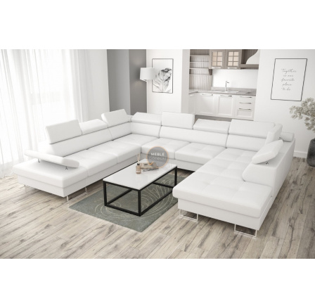 Rohová sedací souprava GALAXY MAX I s funkcí spaní 280x350x225 - bílá eko kůže, levá