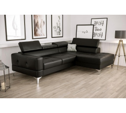 Rohová sedací souprava TOSCANIA MINI přírodní kůže 170x250 cm - černá , pravá