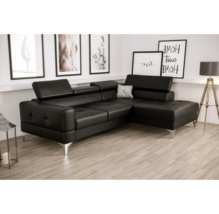 Rohová sedací souprava TOSCANIA MINI přírodní kůže 170x250 cm - černá , pravá