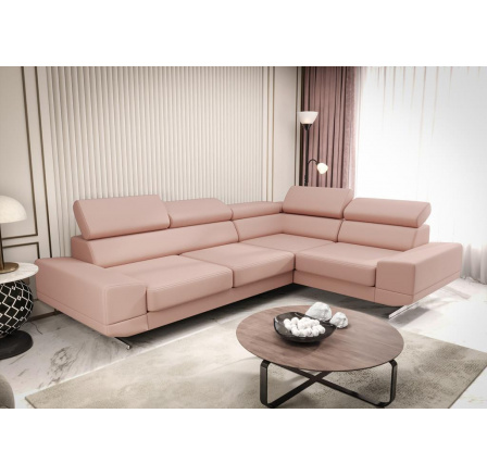 Rohová sedací souprava MILANO II přírodní kůže - Kůže pudrově růžová, pravá