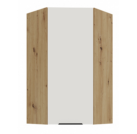 Horní rohová skříňka ARIA - 60x60 GN-108 1F (45°), Dub Artisan/Bílá Crystal AFM - (ANTI-Fingerprint)