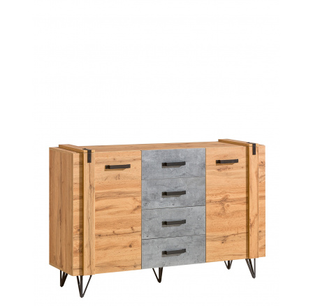 Komoda LOFTER - LO5, Dub Wotan + Beton Millenium Komoda LOFTER - LO5, Dub Wotan + Beton Millenium