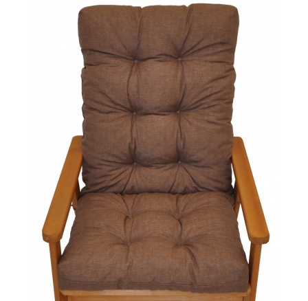 Polstr na zahradní křeslo s mašlí - látka hnědý melír Polstr na zahradní křeslo s mašlí - látka hnědý melír