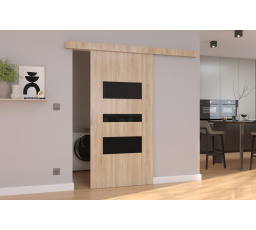 Posuvné dveře na stěnu CENTO 86 Sonoma+Černý Lacobel