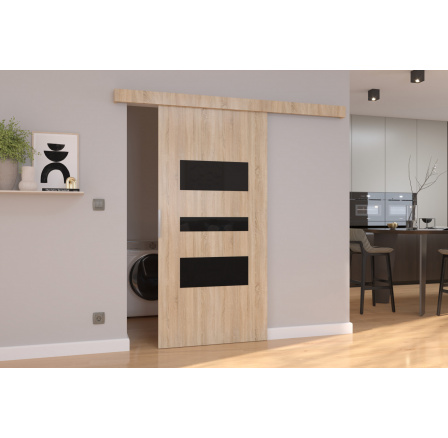 Posuvné dveře na stěnu CENTO 86 Sonoma+Černý Lacobel