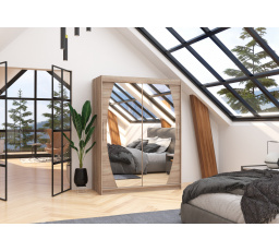 Šatní skříň s posuvnými dveřmi a zrcadlem ALEN 150 Truffle+Truffle