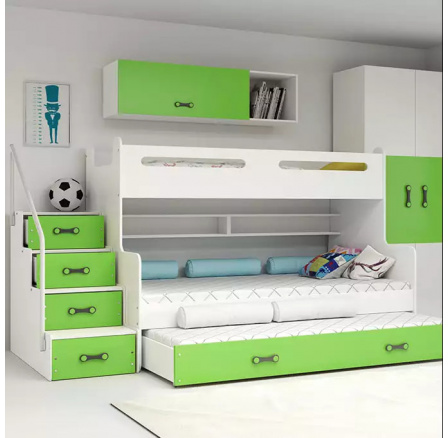 Dětská patrová postel MAX 3 Zelená bez matrace 120 X 200