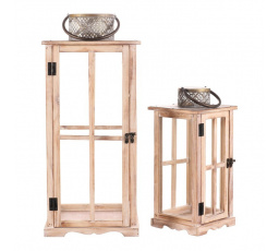 Lucerna dřevěná - čtyřboká, cena za sadu 2 ks