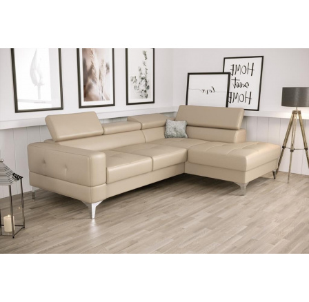 Rohová sedací souprava TOSCANIA MINI přírodní kůže 170x250 cm - béžová, pravá