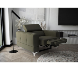 Křeslo TOSCANIA , relax přírodní kůže - Kůže v odstínech zelené