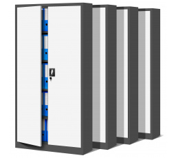 Sada 4x kancelářská kovová skříň na dokumenty JAN, 900 x 1850 x 400 mm, antracitově-bílá