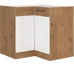 Dolní rohová skřínka VEGAS - 90 x 90 ND 2F BB, Dub Lancelot / Bílý lesk