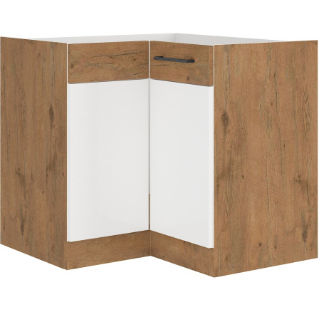 Dolní rohová skřínka VEGAS - 90 x 90 ND 2F BB, Dub Lancelot / Bílý lesk Dolní rohová skřínka VEGAS - 90 x 90 ND 2F BB, Dub Lancelot / Bílý lesk