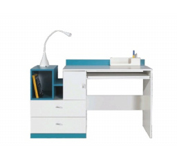 Psací stůl MOBI MO11, Bílý Lux / Tyrkysový