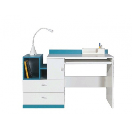 Psací stůl MOBI MO11, Bílý Lux / Tyrkysový