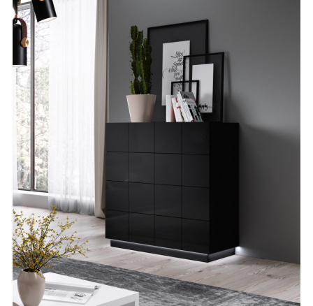 Komoda REJA KOM4S černá lesklá/černá lesklá Komoda REJA KOM4S černá lesklá/černá lesklá